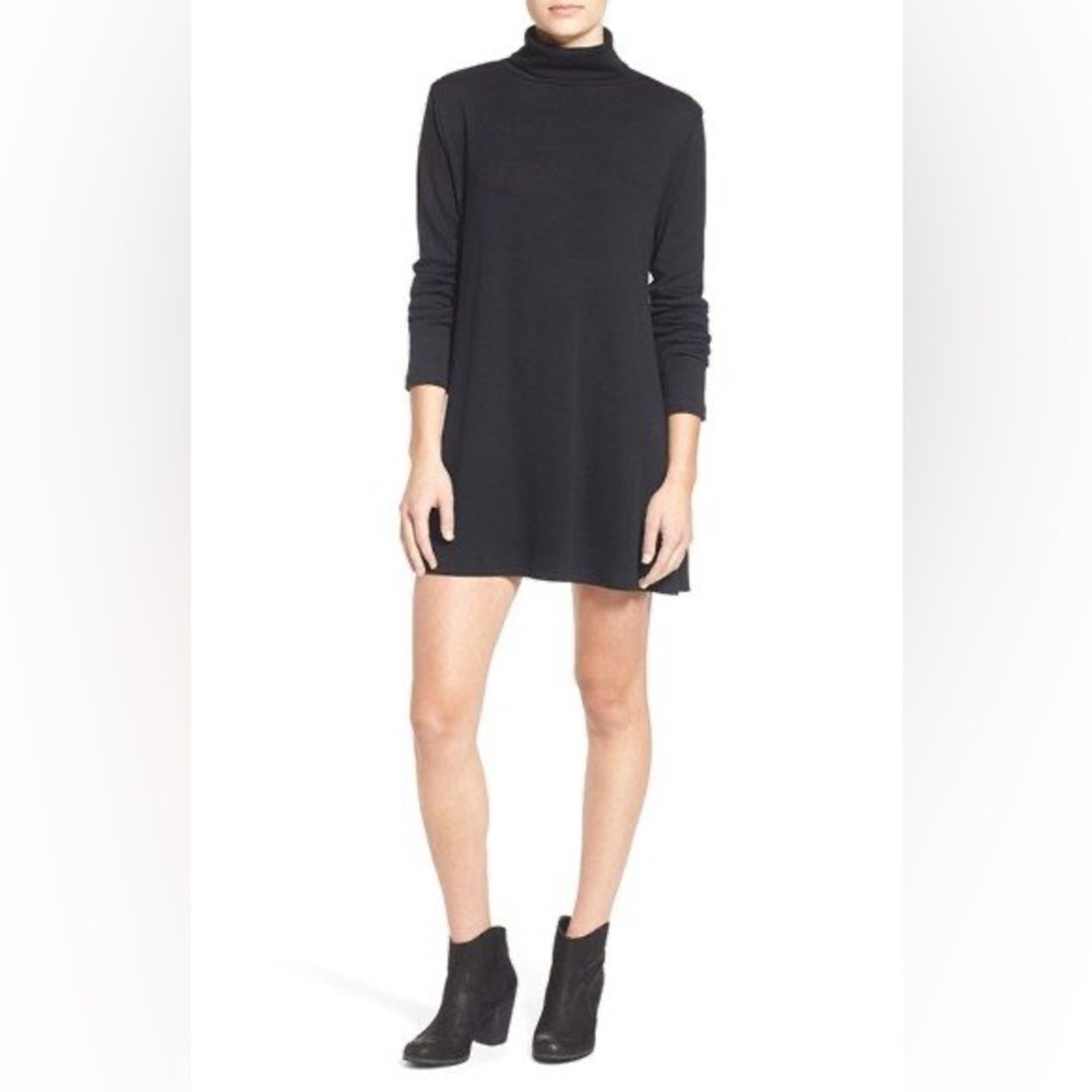 Cotton Emporium 161030 Women's Turtleneck Sweater Dress Black Small